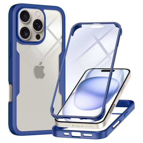 Folie de protectie Techsuit ColorVerse 360 Series + compatibil cu iPhone 16 Pro, Albastru