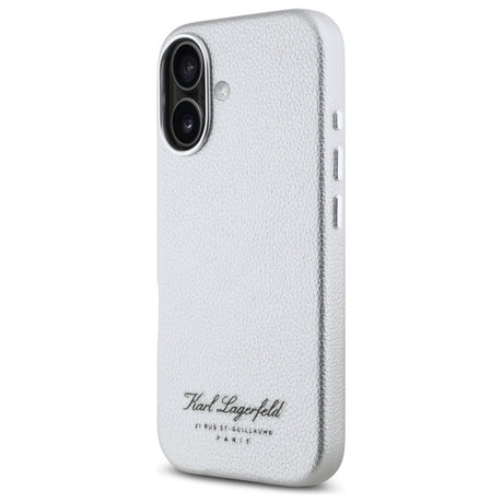 Husa de protectie Karl Lagerfeld Hardcase Leather Hotel (KLHCP16SPGWCMKHG) compatibil cu iPhone 16, Gri Rsg