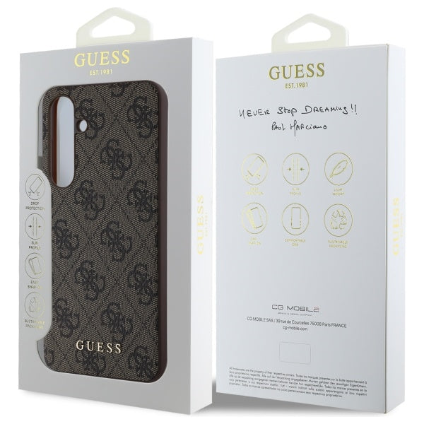 Husa de protectie Guess Hardcase 4G Classic (GUHCS24FEG4GFBR) compatibil cu Samsung Galaxy S24 FE, Maro