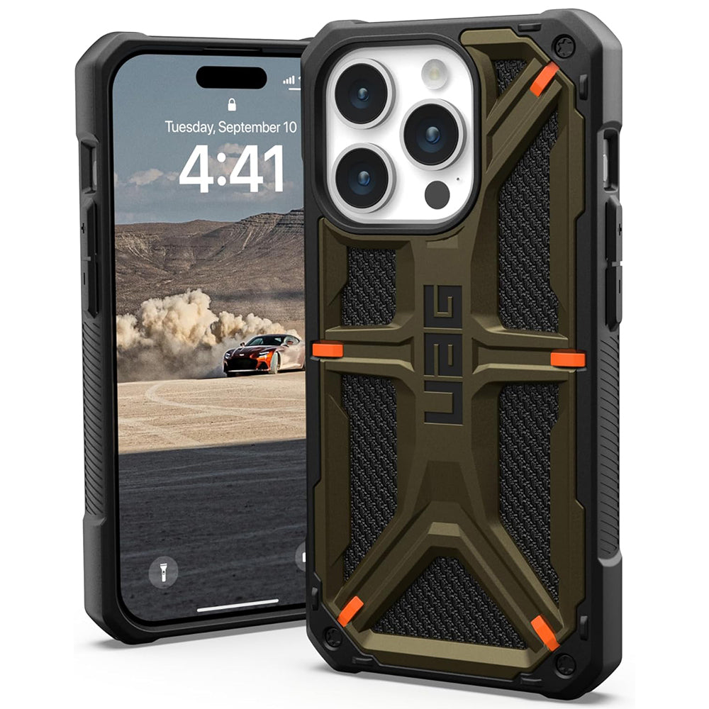 Husa de protectie UAG Monarch compatibil cu iPhone 15 Pro, Kevlar Element Green