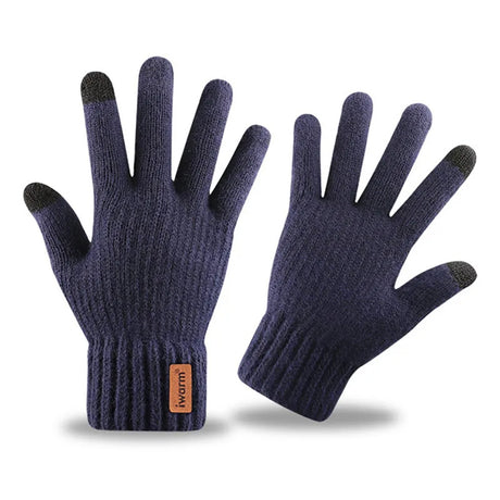 Iwarm Gloves (ST0016), from Alpaca Wool, Size 22cm, Bleumarin