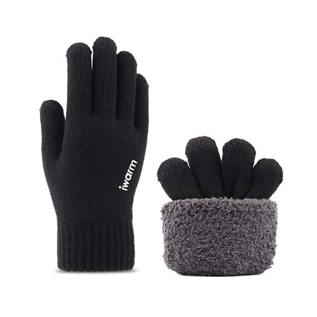 Iwarm Gloves (ST0018), Premium Wool, with Non-slip Details, Size 23cm, Negru