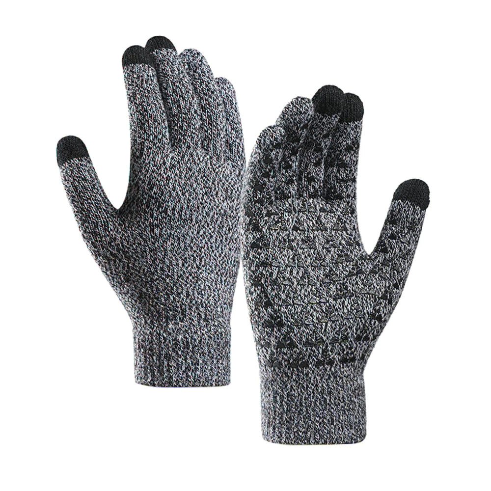 Iwarm Gloves (ST0018), Premium Wool, with Non-slip Details, Size 23cm, Negru / Grey
