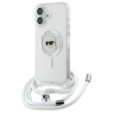 Husa de protectie Karl Lagerfeld IML Crossbody MagSafe (KLHMP16SHCKHNT) compatibil cu iPhone 16, Transparent Karl Head