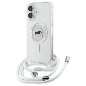 Husa de protectie Karl Lagerfeld IML Crossbody MagSafe (KLHMP16SHCKHNT) compatibil cu iPhone 16, Transparent Karl Head