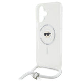 Husa de protectie Karl Lagerfeld IML Crossbody MagSafe (KLHMP16SHCKHNT) compatibil cu iPhone 16, Transparent Karl Head