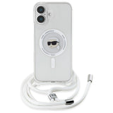 Husa de protectie Karl Lagerfeld IML Crossbody MagSafe (KLHMP16SHCKHNT) compatibil cu iPhone 16, Transparent Karl Head