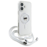 Husa de protectie Karl Lagerfeld IML Crossbody MagSafe (KLHMP16SHCKHNT) compatibil cu iPhone 16, Transparent Karl Head