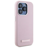 Husa de protectie Karl Lagerfeld Leather MagSafe (KLHMP15LPGMSRPP)- iPhone 15 Pro compatibil cu Pink FW Metal Plate