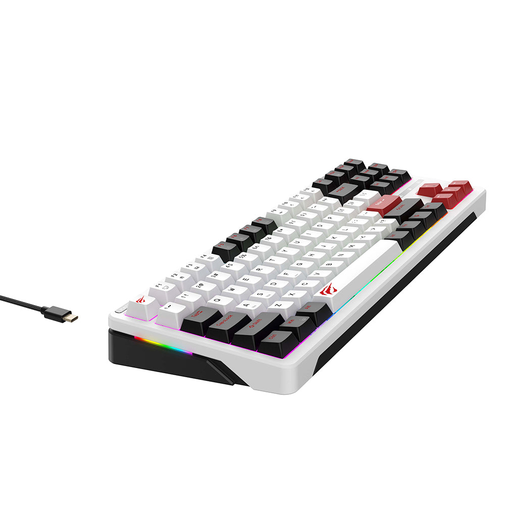 Tastatura/Mouse Havit Gaming Keyboard (KB902L), USB-C, with RGB Lights, 1.8m, 200mA, Negru / White / Red