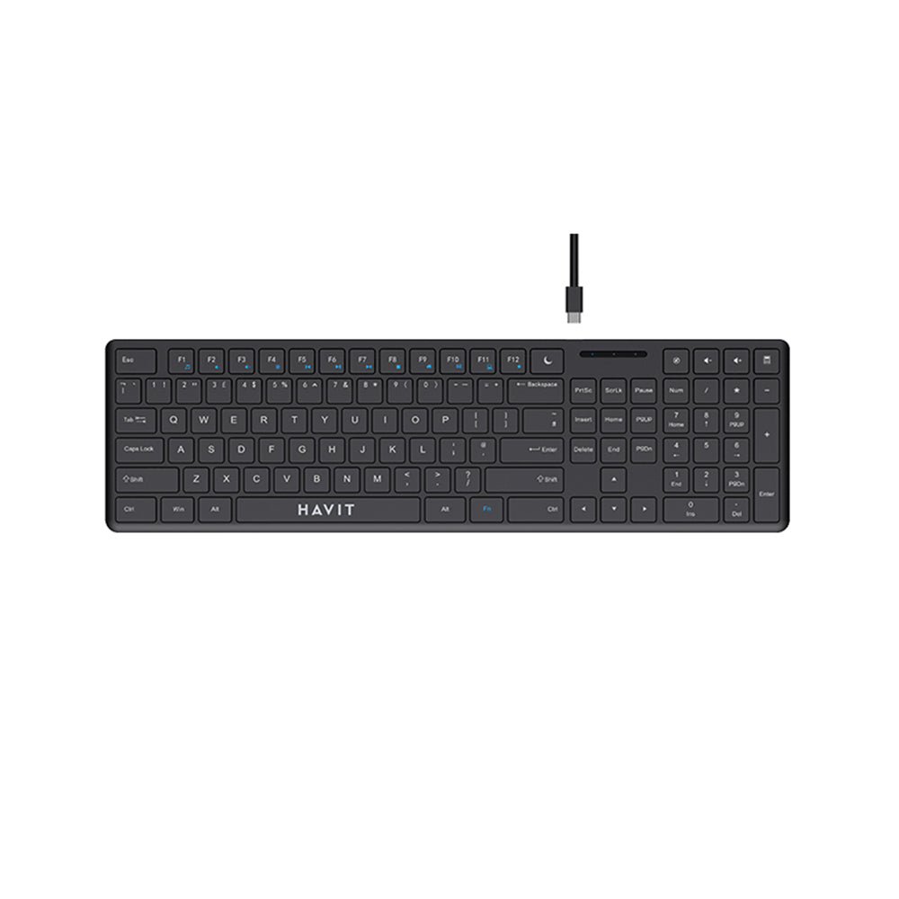 Tastatura/Mouse Havit Wired Keyboard (KB252), USB-C, 300mA, 1.5m, 5V, Negru