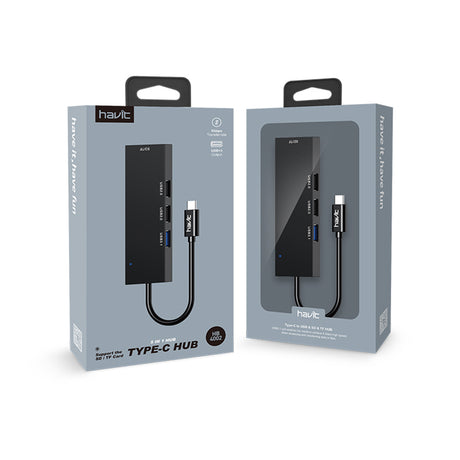 Hub/Dock Havit Docking Station (HB41), USB 3.0, 3x USB 2.0, 11.8cm Cable Length, Aluminium Alloy, Argintiu