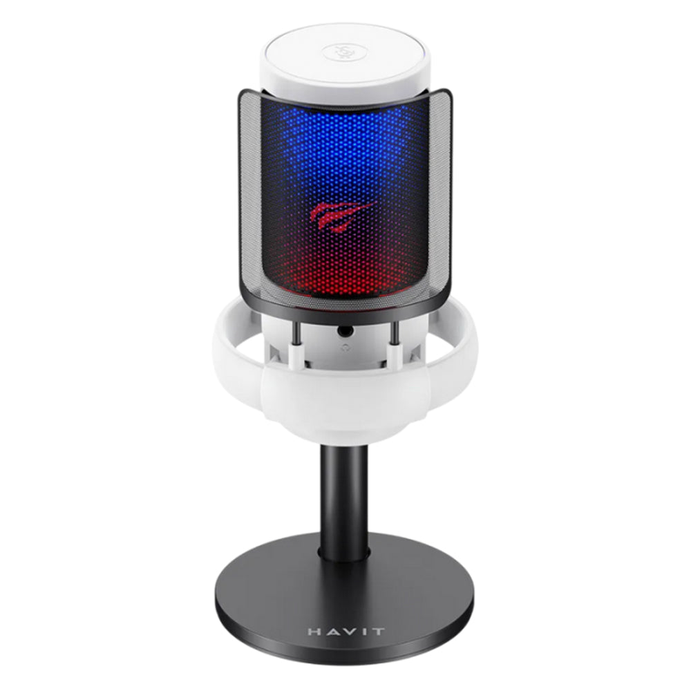Casti Havit Desk Microphone (GK50), for PC, Laptop, Phone, RGB Light, NR, 30-20000 Hz, Cardioid, with Cable USB-C, 1.8m, Negru