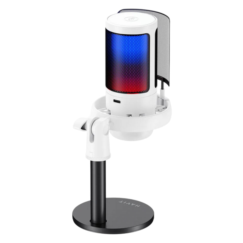 Casti Havit Desk Microphone (GK50), for PC, Laptop, Phone, RGB Light, NR, 30-20000 Hz, Cardioid, with Cable USB-C, 1.8m, Negru