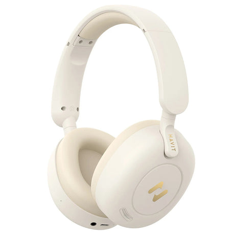 Casti Havit Wireless (H655BT Pro), with Case, Bluetooth 5.3, Noise Cancelling, Multipoint, Hi-Res, 700mAh, Bej