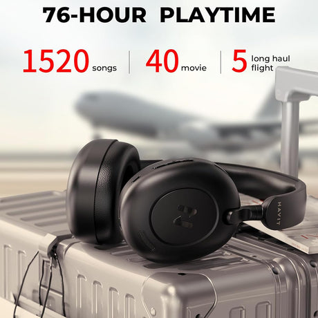 Casti Havit Wireless (H655BT), On-ear, Bluetooth 5.3, Hybrid Active Nosie Cancelling, 700mAh, Foldable, USB-C, Negru