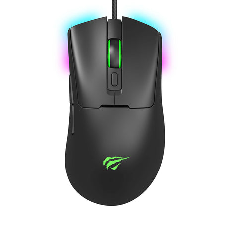 Tastatura/Mouse Havit Wired Gaming Mouse (MS966), with RGB Lights, 800/1600/3200/6400/8000/12000 DPI, 1.6m, 5V, Negru