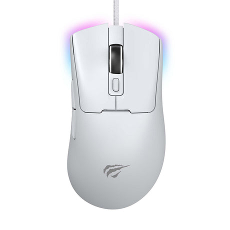 Tastatura/Mouse Havit Wired Gaming Mouse (MS966), with RGB Lights, 800/1600/3200/6400/8000/12000 DPI, 1.6m, 5V, Alb