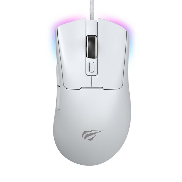 Tastatura/Mouse Havit Wired Gaming Mouse (MS966), with RGB Lights, 800/1600/3200/6400/8000/12000 DPI, 1.6m, 5V, Alb