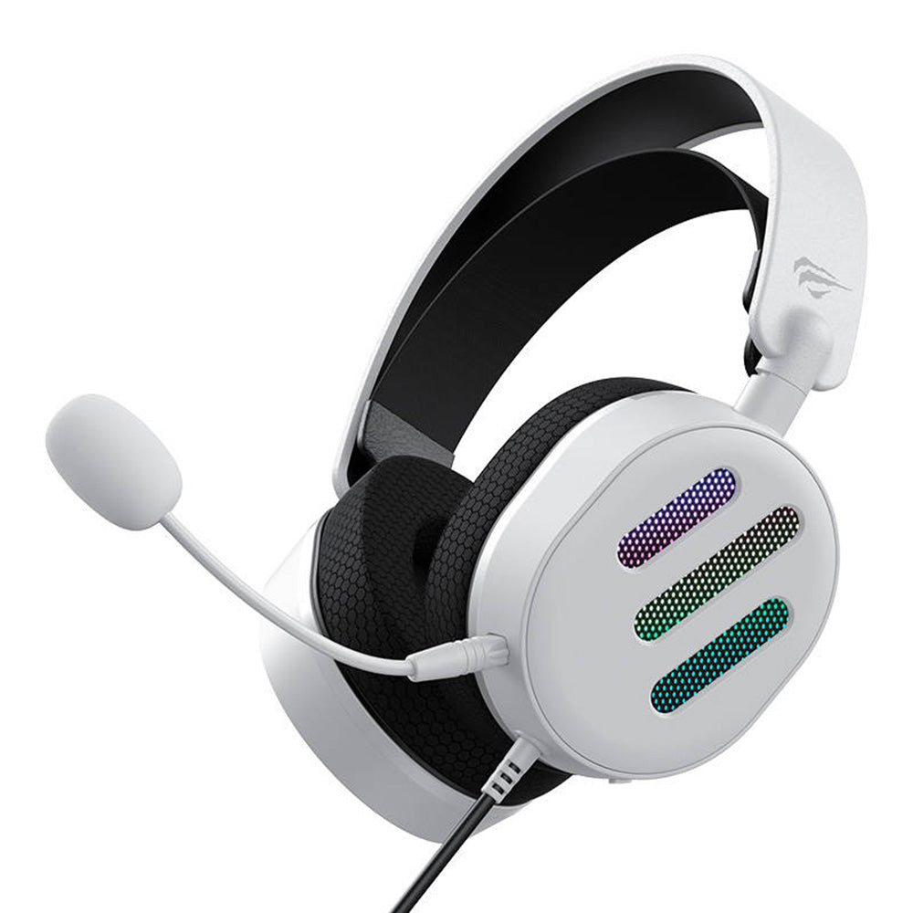 Casti Havit Wired Gaming (H2038U), USB, RGB Lights, Microphone, Surround Sound, Alb
