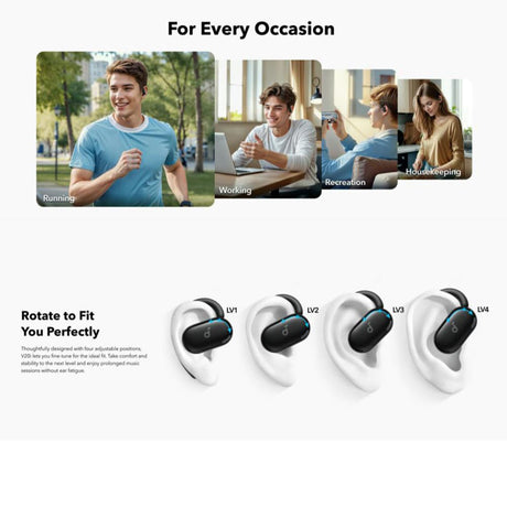 Casti Anker SoundCore V20i (A3876G21), for Sport, Bluetooth 5.3, IP55, Alb