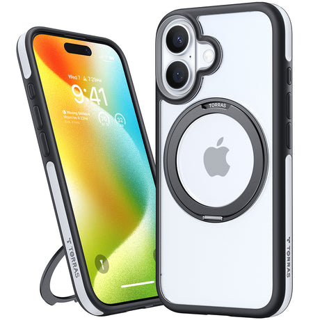 Husa de protectie Torras Ostand R Fusion MagSafe Series compatibil cu iPhone 16, Negru
