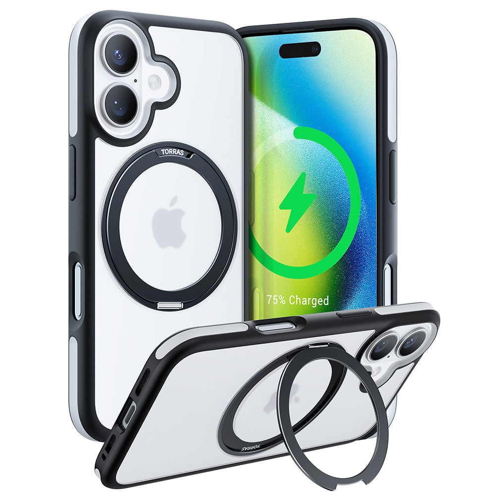 Husa de protectie Torras Ostand R Fusion MagSafe Series compatibil cu iPhone 16 Plus, Negru