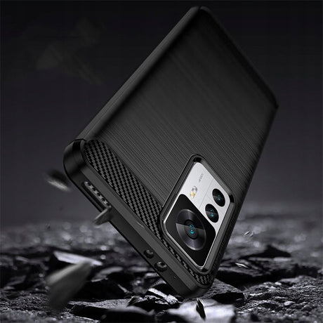 Husa de protectie Techsuit Carbon Silicone compatibil cu Xiaomi 12T / 12T Pro, Negru