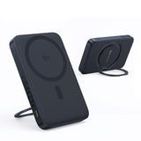 Baterie externa Baseus PicoGo (P10076802123-00), Type-C, Qi2, Fast Charging, 20W, 5000mAh, Rotable Stand, Cable Type-C, Negru