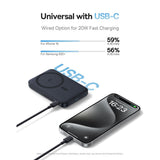 Baterie externa Baseus PicoGo (P10076802123-00), Type-C, Qi2, Fast Charging, 20W, 5000mAh, Rotable Stand, Cable Type-C, Negru