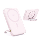 Baterie externa Baseus PicoGo (P10076800413-00), Type-C, Qi2, Fast Charging, 20W, 5000mAh, Rotable Stand, Cable Type-C, Roz