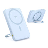 Baterie externa Baseus PicoGo (P10076800313-00), Type-C, Qi2, Fast Charging, 20W, 5000mAh, Rotable Stand, Cable Type-C, Albastru