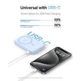 Baterie externa Baseus PicoGo (P10076800313-00), Type-C, Qi2, Fast Charging, 20W, 5000mAh, Rotable Stand, Cable Type-C, Albastru