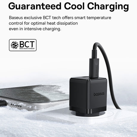 Incarcator Baseus Palm (P10111608113-01), Type-C Cable Included, 2in1 Fast Charger, USB, USB-C, 20W, 5V/3.0A, 1m, Cluster Black