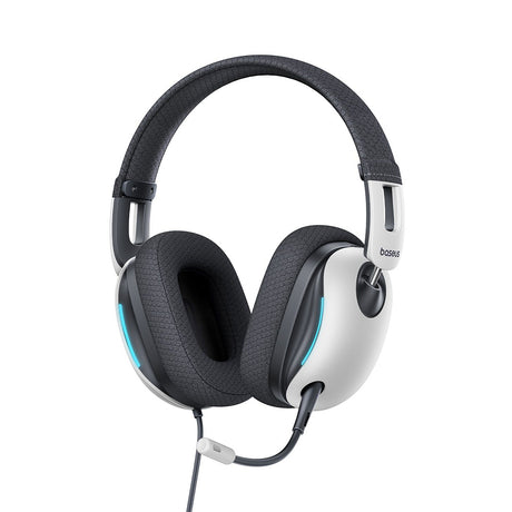 Casti Baseus Gaming GoPlay 1 Max (A00181003213-00), with Microphone, In-Line Cable Controls, LED Light, Moon White