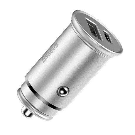 Incarcator Baseus Car Circular Metal (CCALL-BS0S), Type-C, USB, PPS 30W, Multi Protocol, Argintiu
