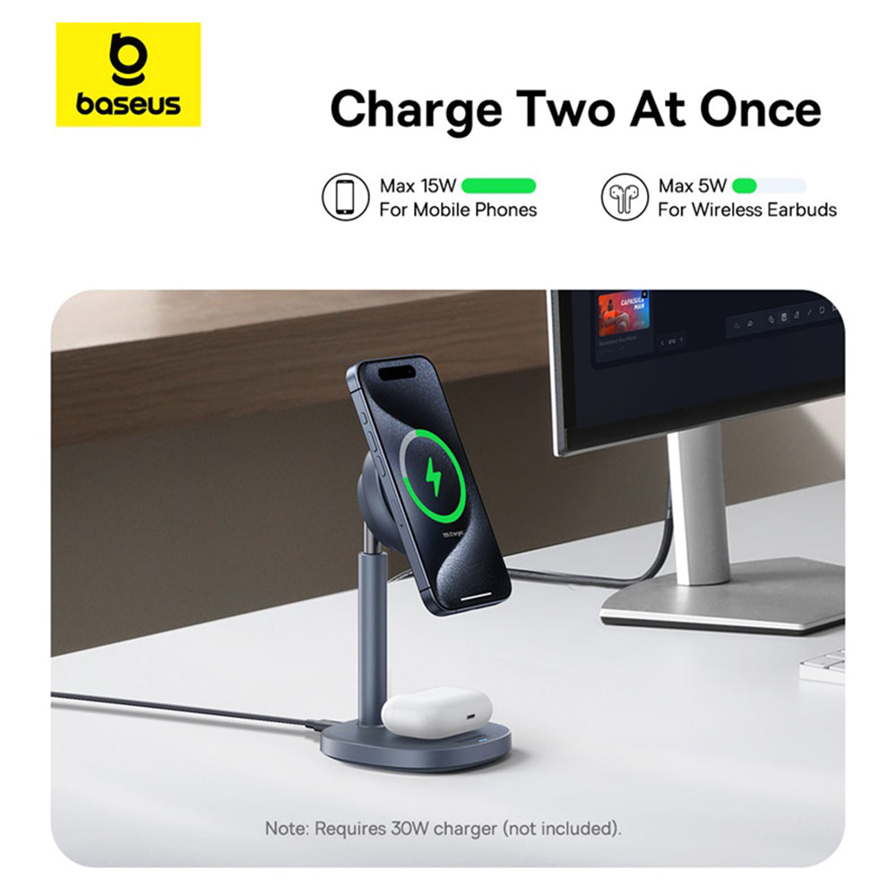 Incarcator Baseus Magnetic Wireless Orbit 2 Pro (P10273500813-00), Cooling Fast Charger for Phone, Earbuds, 20W, Gri Spatial