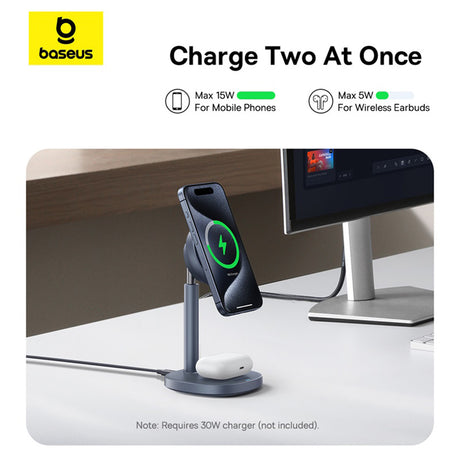 Incarcator Baseus Magnetic Wireless Orbit 2 Pro (P10273500813-00), Cooling Fast Charger for Phone, Earbuds, 20W, Gri Spatial