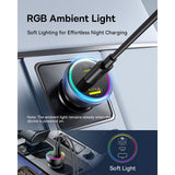 Incarcator Baseus Car (C00036101111-00), 2x USB-C, USB, 152.5W, Fast Charging, RGB Ambient Light, USB-C Cable, Cluster Black