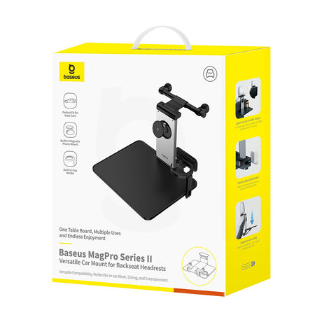 Suport Baseus MagPro II (C40272901121-00), for Backseat Headrests, Cup Holder, 360° Phone Mount, Table, Negru Cosmic