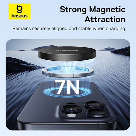 Incarcator Baseus Magnetic Wireless Simple Mini4 Air (P10278200111-00), Fast Charging, Cable Type-C, Qi2, 15W, Cluster Black