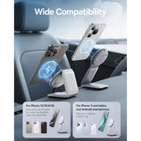 Suport Baseus with Wireless Charging PrimeTrip C02 (C40169003211-00), Magnetic Grip for Dashboard, 15W, Moon White