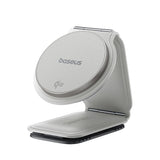 Suport Baseus with Wireless Charging PrimeTrip C02 (C40169003211-00), Magnetic Grip for Dashboard, 15W, Moon White