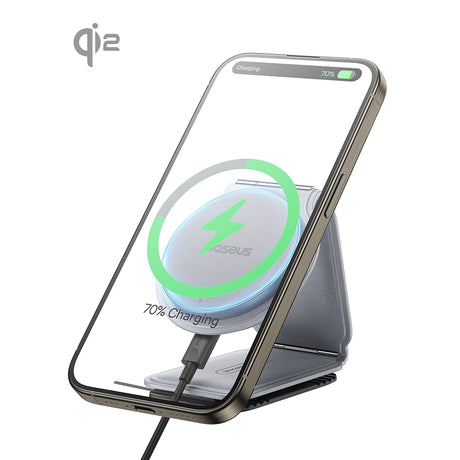 Suport Baseus with Wireless Charging PrimeTrip C02 (C40169003831-00), Magnetic Grip for Dashboard, 15W, Frosted Grey