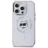Husa de protectie Karl Lagerfeld IML MagSafe (KLHMP14LHLSCHH) compatibil cu iPhone 14 Pro, Alb Metal Choupette`S Head
