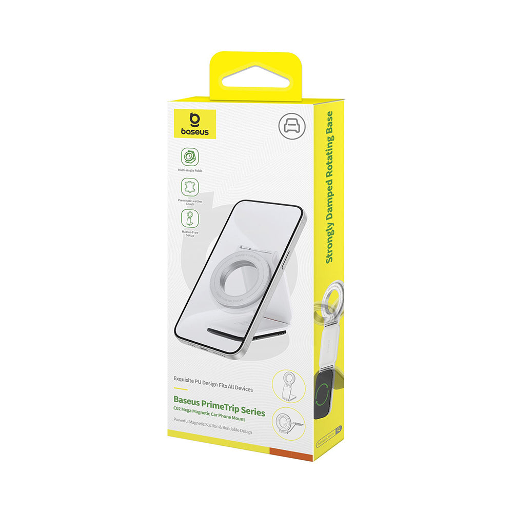 Suport Baseus PrimeTrip Series C02 (C40169002213-00), PU Leather, 360°, 25N, Versatile Mounting Option, Moon White