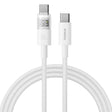Cablu Baseus Display 2 (P10382702211-01), Fast Charging, Type-C to Type-C, Digital Display, 100W, 2m, Moon White