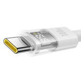 Cablu Baseus Display 2 (P10382702211-01), Fast Charging, Type-C to Type-C, Digital Display, 100W, 2m, Moon White
