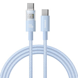 Cablu Baseus Display 2 (P10382702311-00), Fast Charging, Type-C to Type-C, Digital Display, 100W, 1m, Galaxy Blue