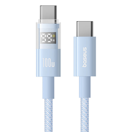 Cablu Baseus Display 2 (P10382702311-00), Fast Charging, Type-C to Type-C, Digital Display, 100W, 1m, Galaxy Blue